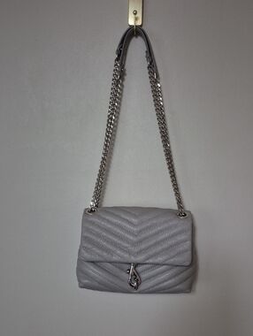 Rebecca Minkoff Edie Small Mini Convertible Crossbody Bag Grey Silver Hardware